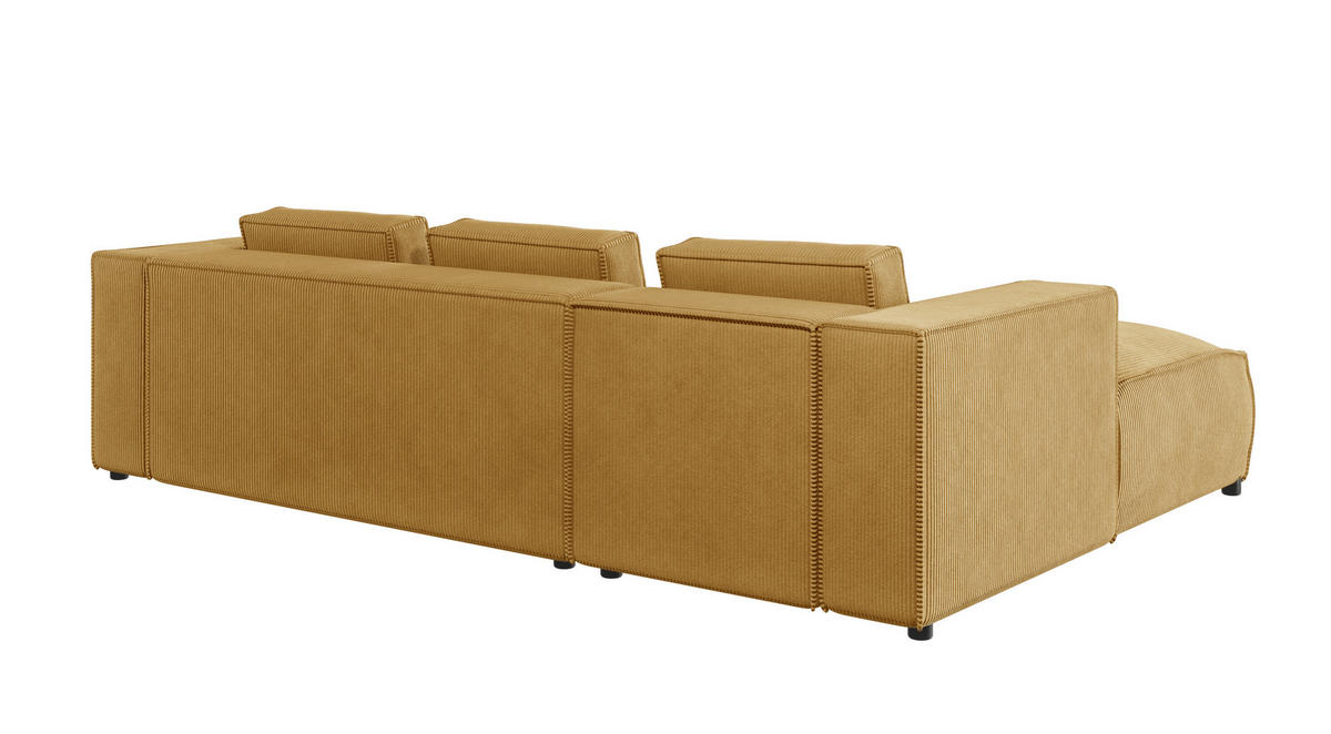ECKSOFA Nova Honig Cord - Schwarz/Honig, Holz/Kunststoff (262/176cm) - S-Style Möbel