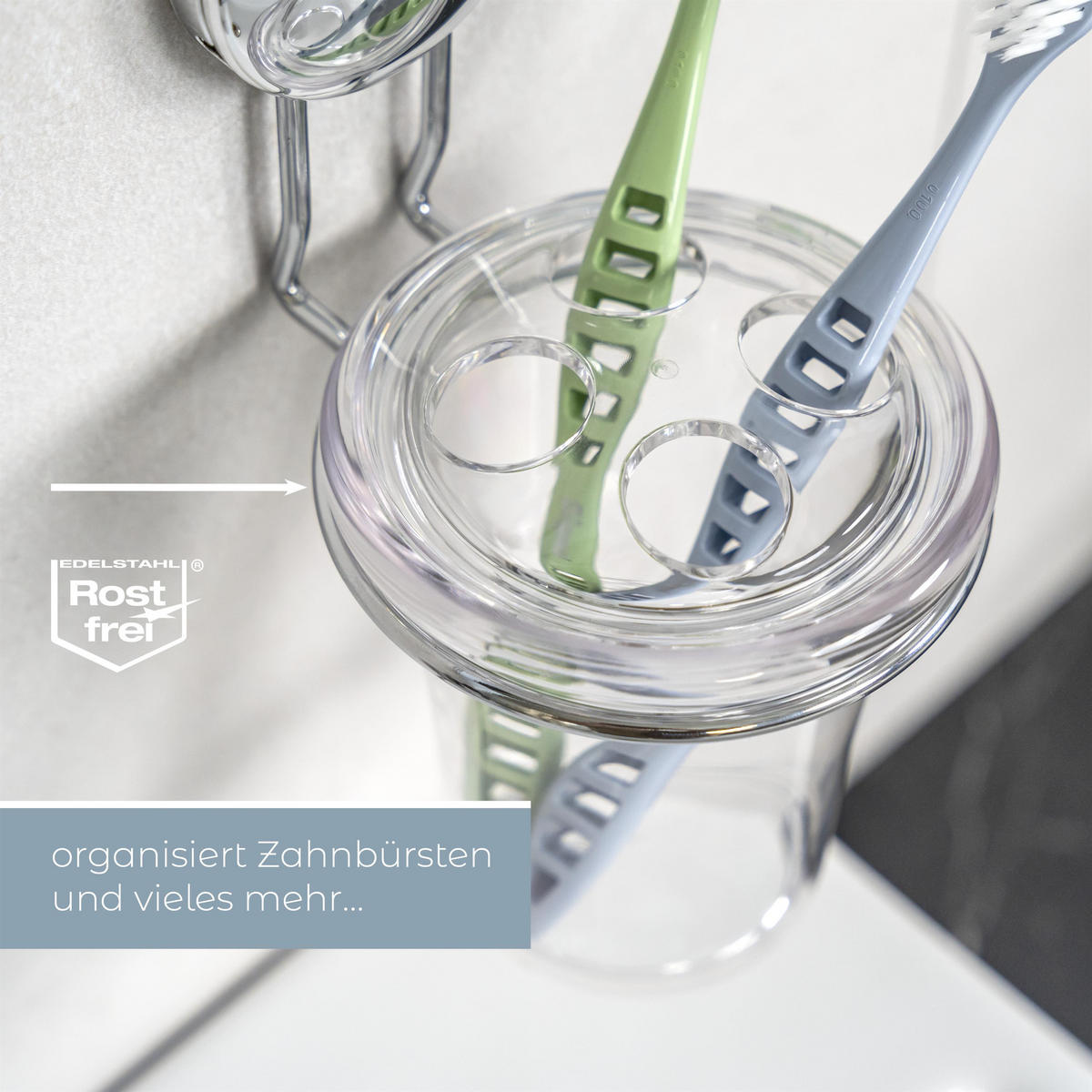 ZAHNBÜRSTENHALTER MOON-LOC - Edelstahlfarben, Kunststoff (10/18/10cm) - bremermann