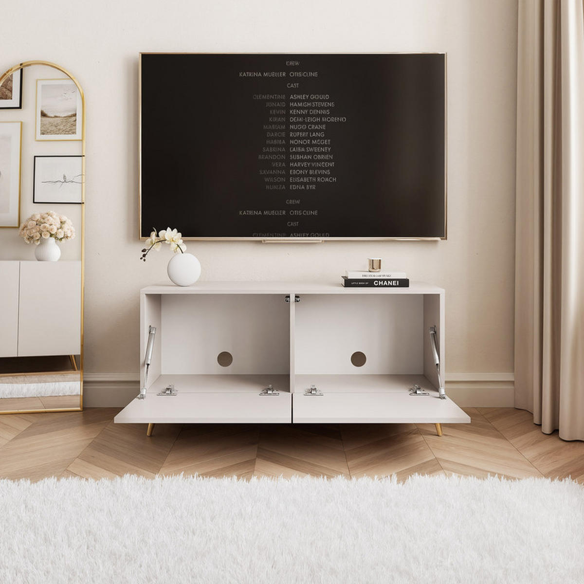TV-LOWBOARD ANGEL Kaschmir stehend mit LED-Beleuchtung 100 cm - Kaschmir, Holzwerkstoff (100/49/40cm) - Idohome
