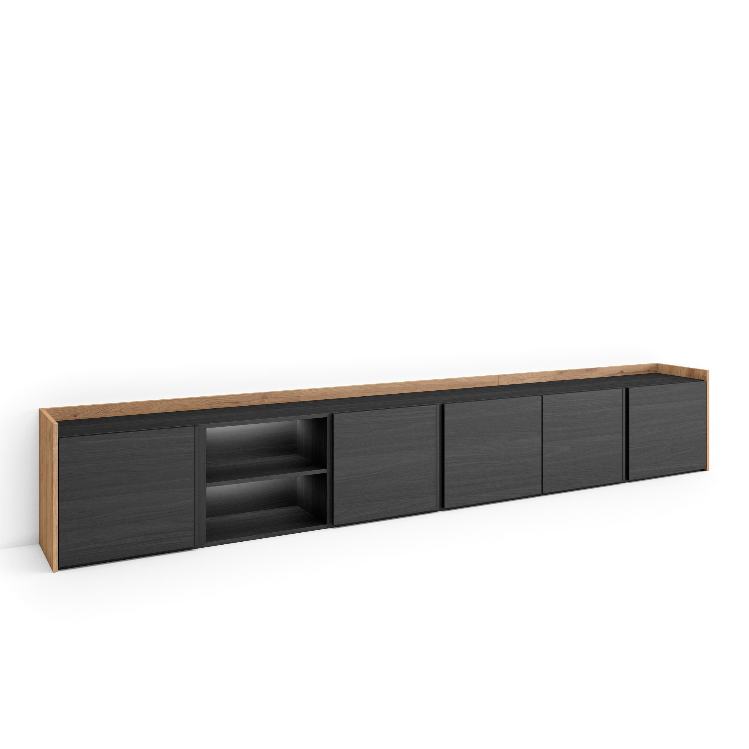 Skraut Home Lowboard, Schwarz 309x50x35 cm