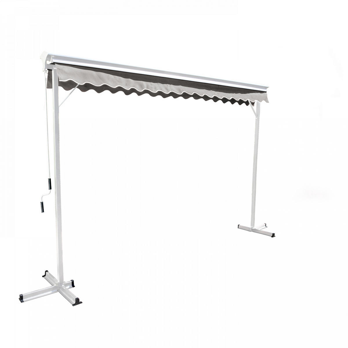 DOPPELSCHRÄGMARKISE 3x3m, Weiß - Weiß, Metall (300/250/300cm) - Oviala