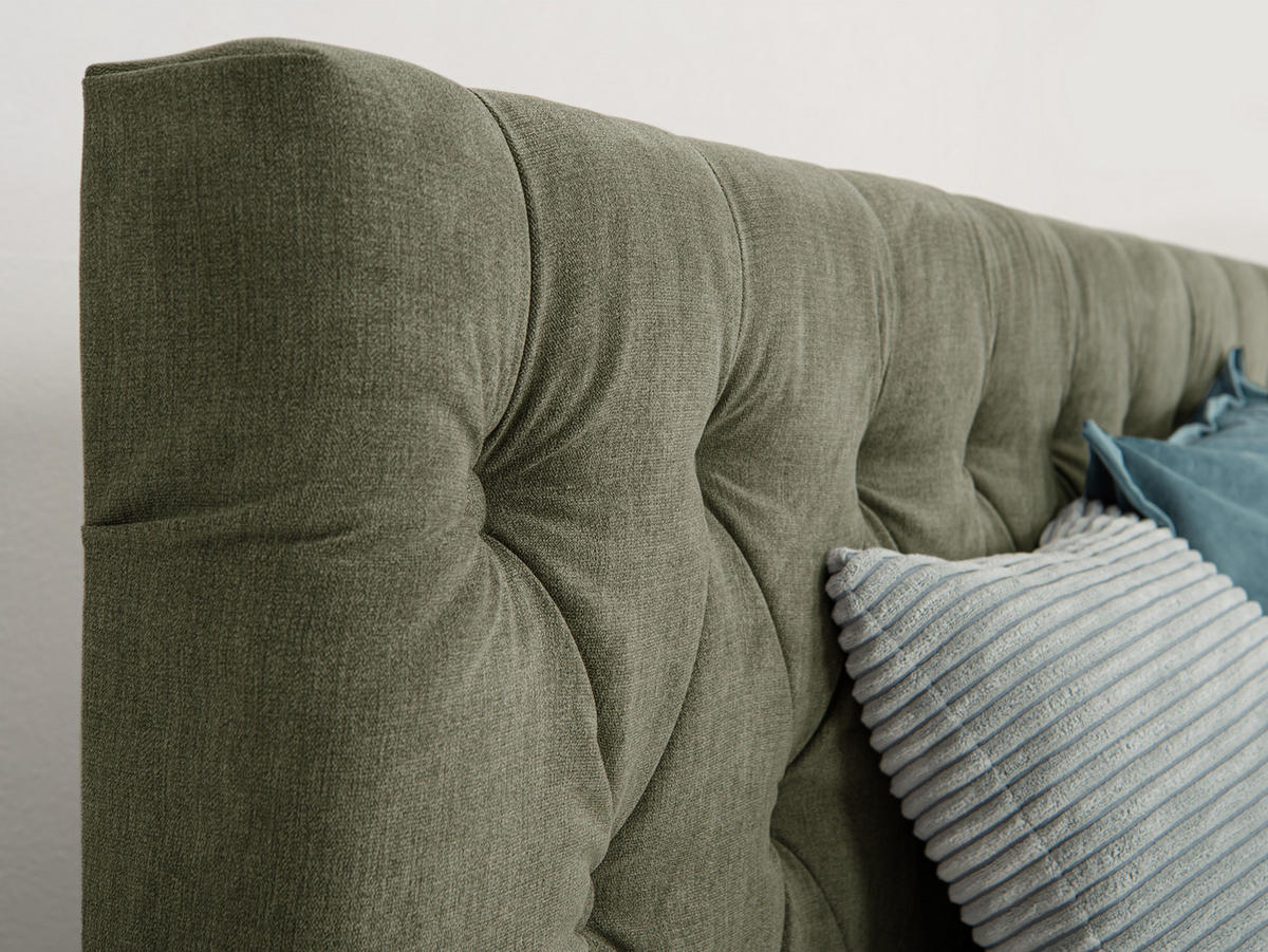 BOXSPRINGBETT London olive 160 /200 cm H3/H4 Samt - Olivgrün, Textil (160/200cm) - wonello