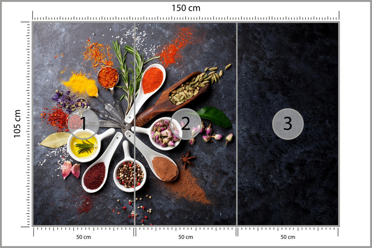 FOTOTAPETA Pre Kuchyňu Orientálne Bylinky Korenie Lyžice 150 x 105 cm - oranžová/hnedá, papier (150/105cm) - Muralo