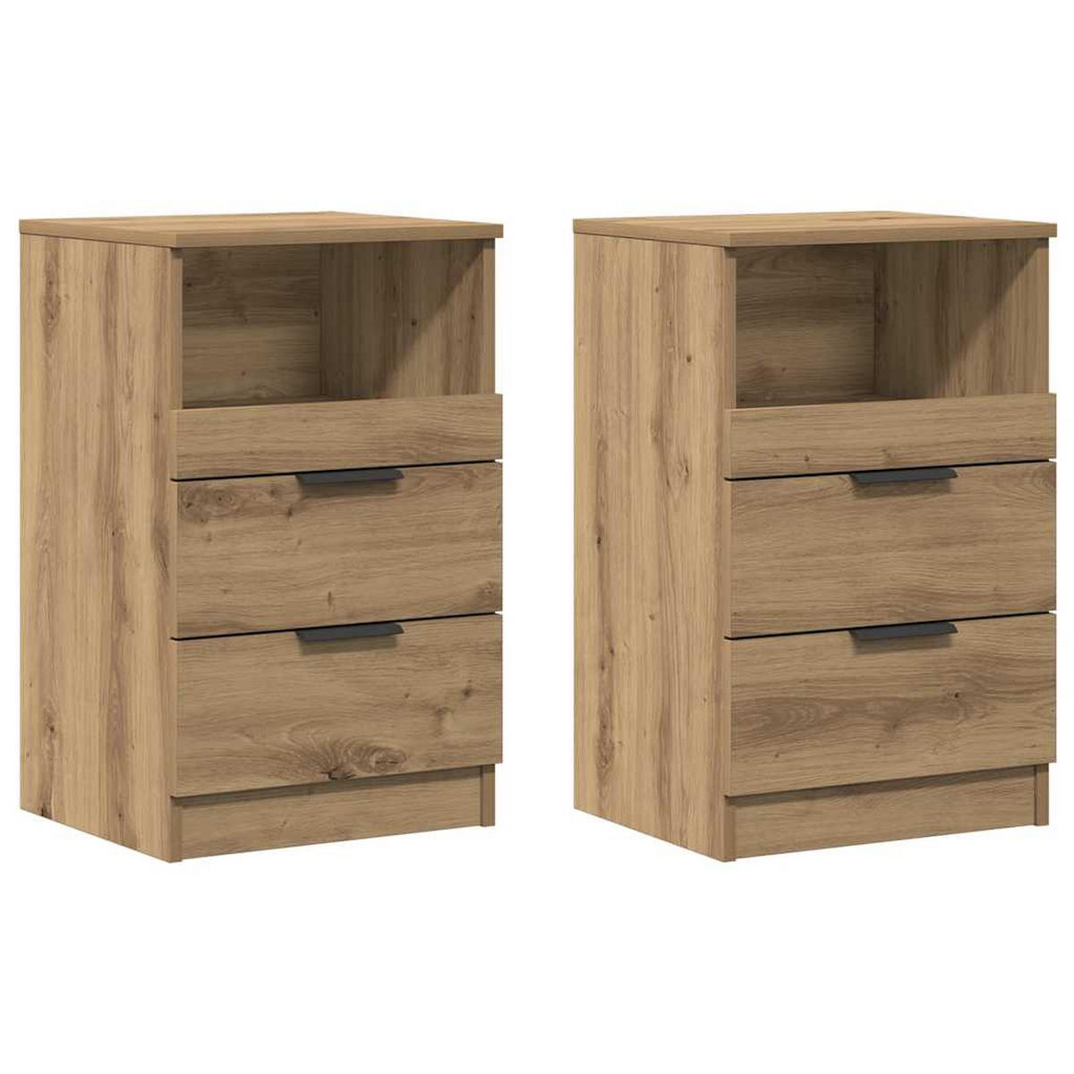 NACHTTISCH 2 Stk. mit 2 Schubladen 40/36/65 cm aus Holzwerkstoff in Artisan-Eiche Dekor - Eiche Artisan, Holz (40/65/36cm) - vidaXL
