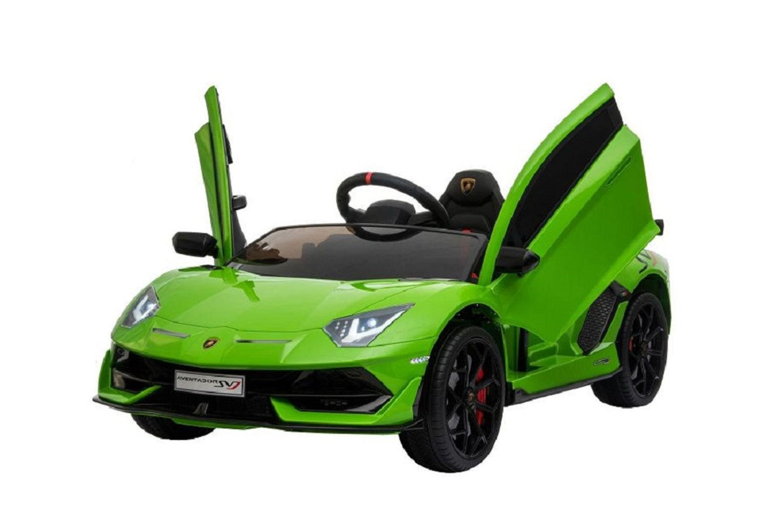 ELEKTROAUTO Lamborghini Aventador SVJ grün EVA-Reifen, Kunstledersitz, 2x 35 Watt Motoren, 12V 7Ah Akku, Radio - Grün, Kunststoff (123/66/45cm) - Es-Toys