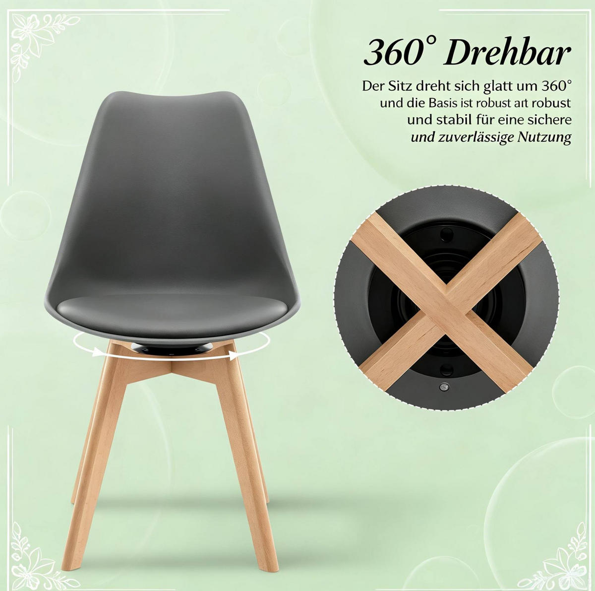 ESSZIMMERSTUHL 4er-Set drehbar 40,5 x 83 x 40,5 cm Grau - Grau, Holz (40.5/83/40.5cm) - Meubliv