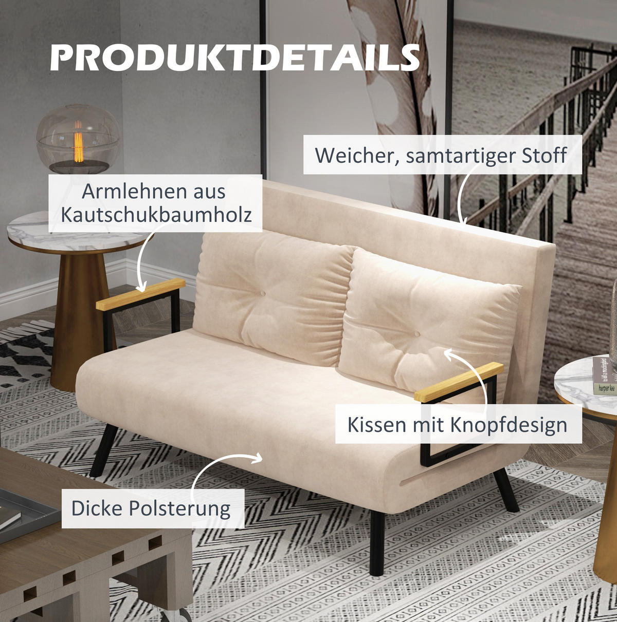 SCHLAFSESSEL Polyester mit 5-fach verstellbarer Rückenlehne, Bettfunktion 102/73/81 cm Beige - Beige, Textil (73/81/102cm) - Redom