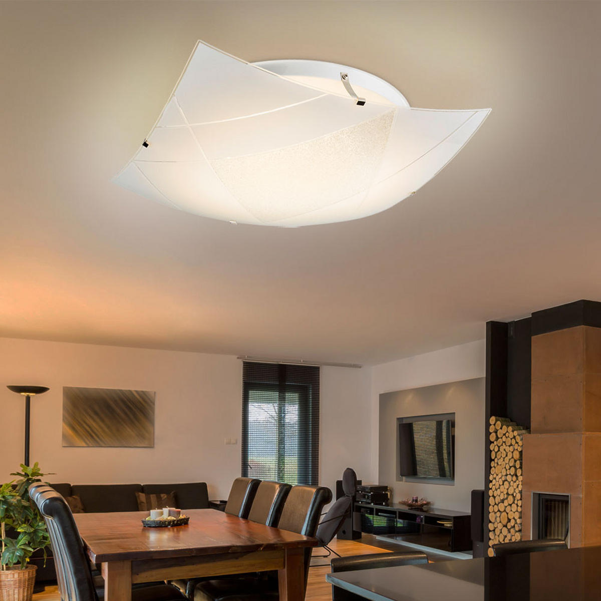 LED DECKENLEUCHTE ARIOLA Weiß Metall Glas - Weiß, Glas (40/40/10cm) - Globo Lighting