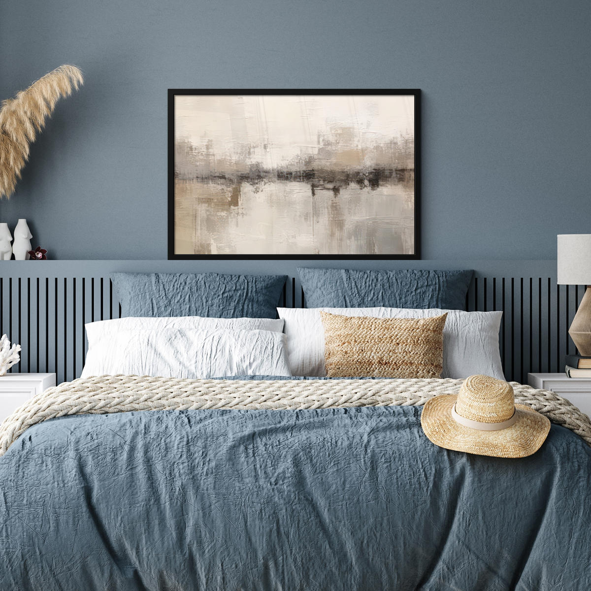 POSTER MIT RAHMEN Moderne Kunst - Abstrakt - Beige 90x60 cm - Beige, Papier (90/60cm) - MuchoWow