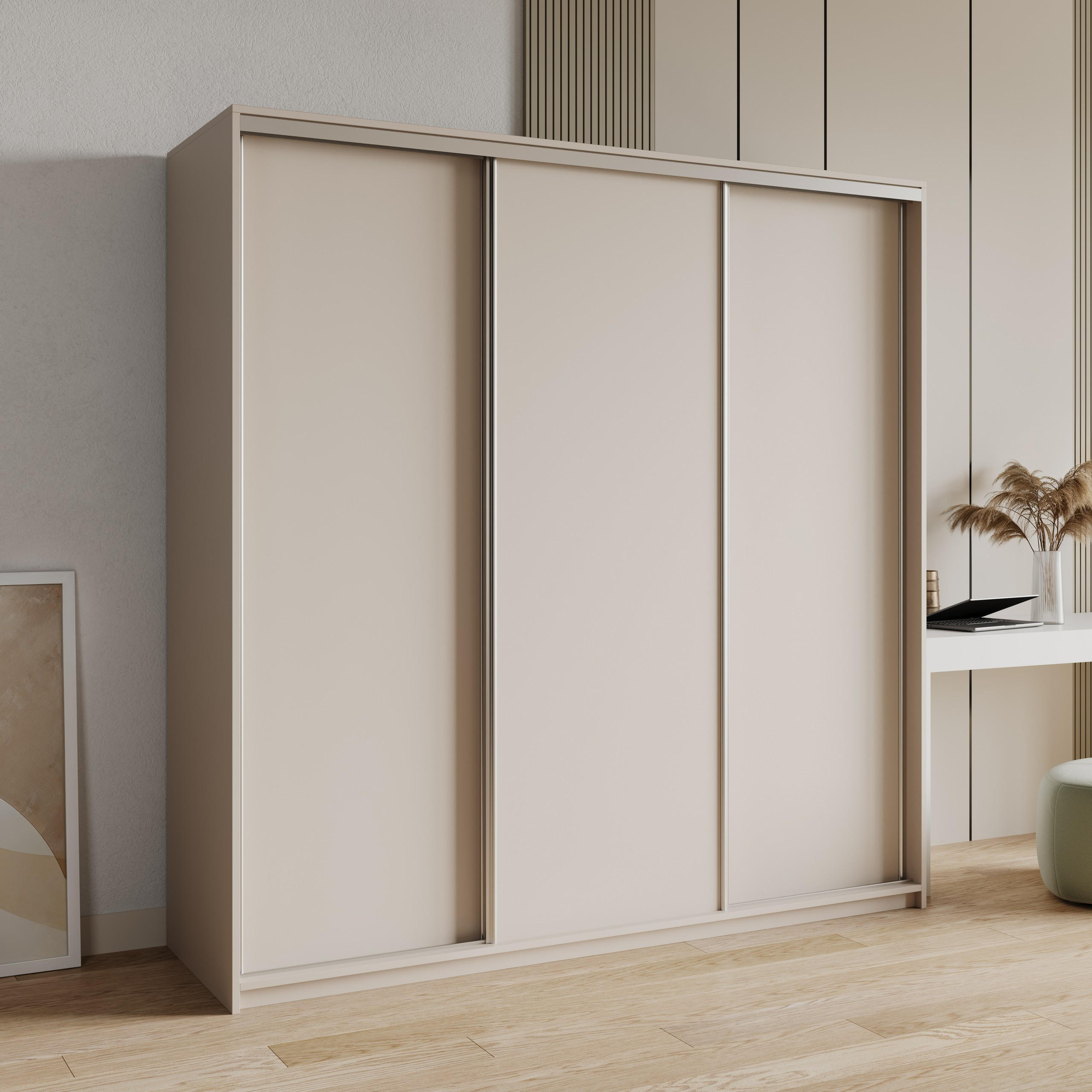 SCHWEBETÜRENSCHRANK NISSE 200/205/60 cm 3-türig Kaschmir - Kaschmir, Holzwerkstoff (200/205/60cm) - MASSENO