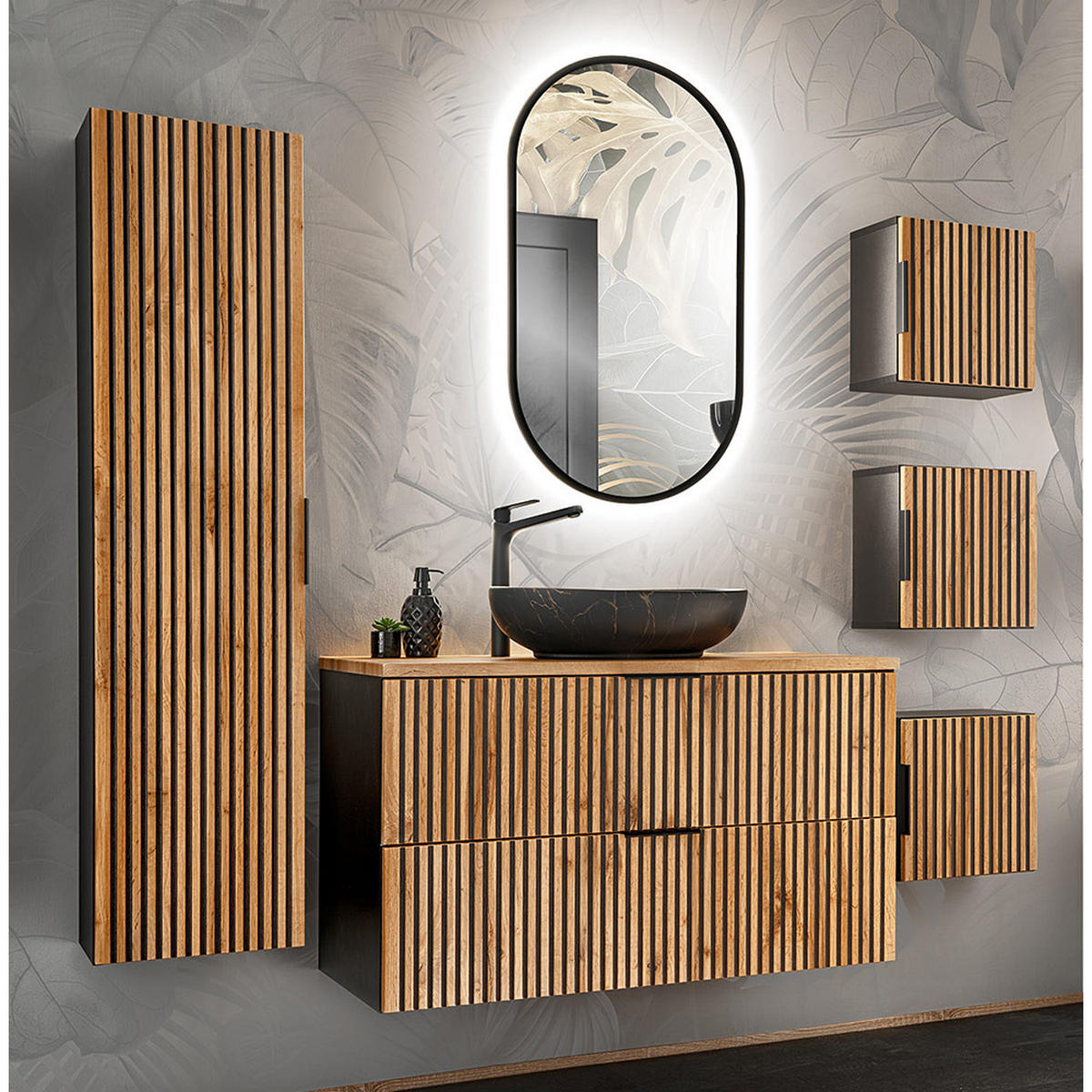 WASCHBECKENSCHRANK Xanten-56 - Braun, Holzwerkstoff (101/59/47cm) - Lomado