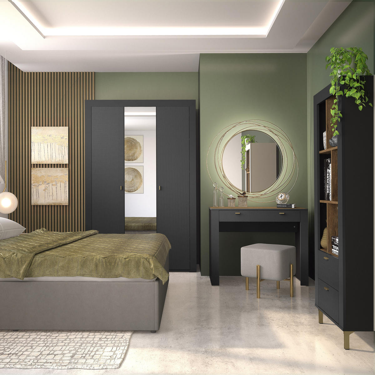 NACHTTISCH Monta mit 1 Tür , Schwarz - Schwarz, Holzwerkstoff (48/47/36cm) - Beautysofa