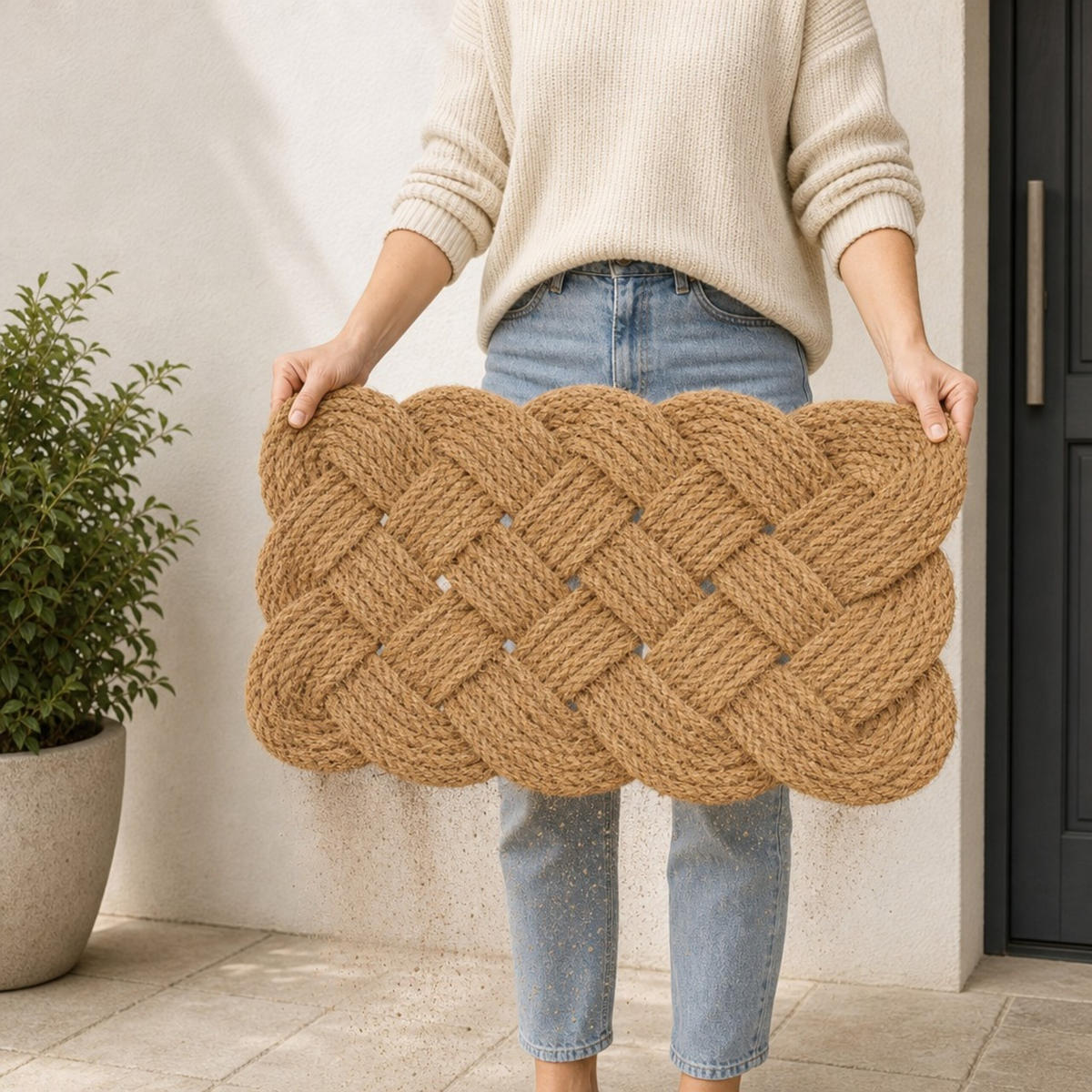 FUSSMATTE Natur Kokosfaser wendbar 75x45 cm - Beige, Textil (75/45cm) - Relaxdays