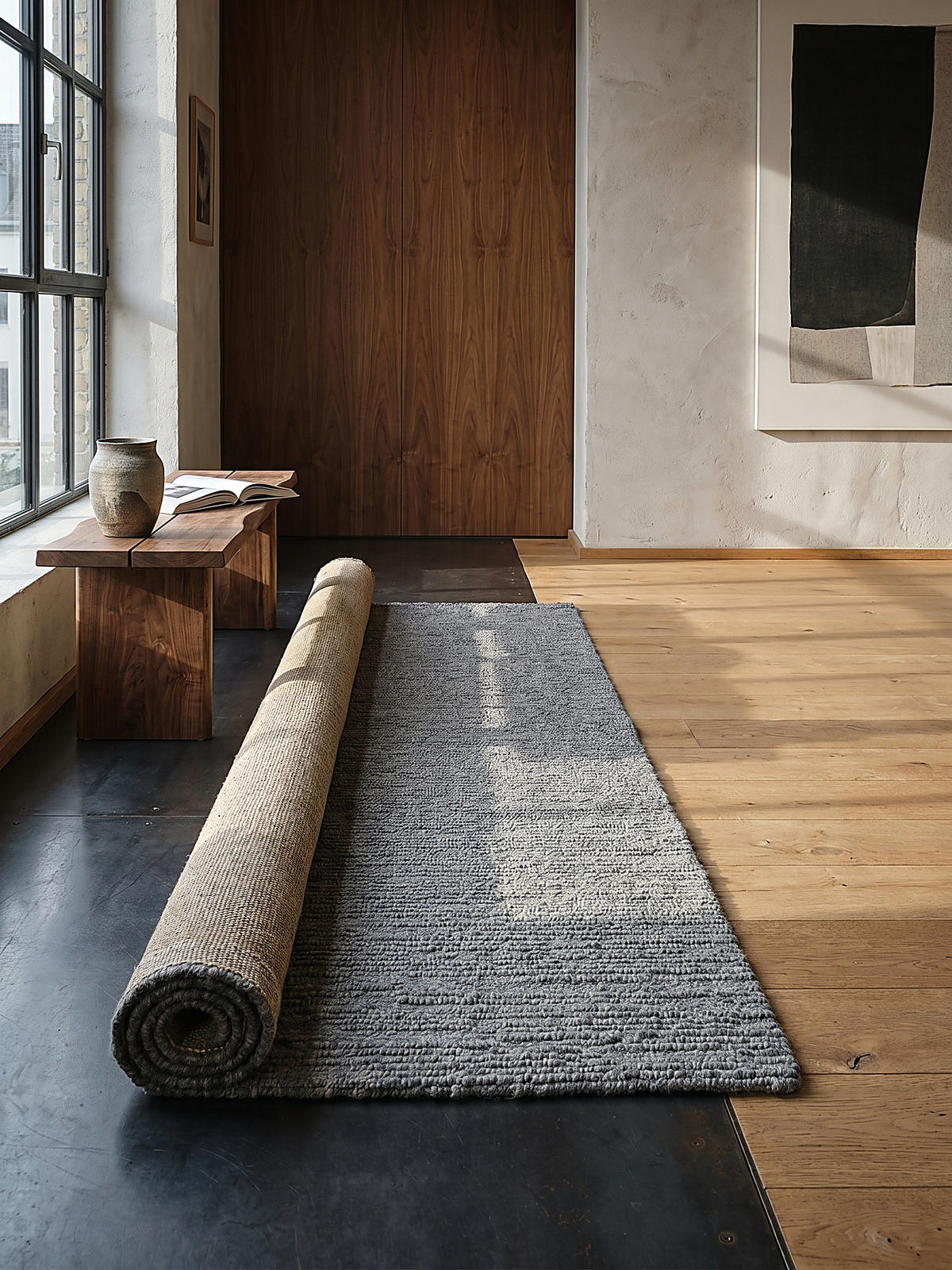 WOLLTEPPICH ALNE, einfarbig, Grau, 80 x 230 cm - Grau, Textil (80/230cm) - KADIMA DESIGN