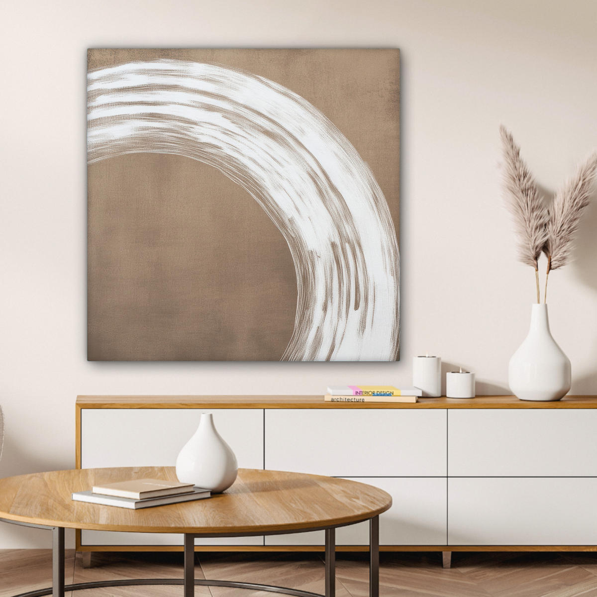 LEINWANDBILD Farbe - Braun - Japandi 90x90 cm - Kupferfarben, Textil (90/90cm) - MuchoWow