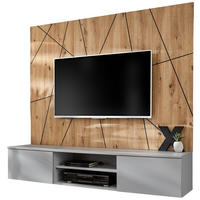 TV-LOWBOARD grau, Eiche Artisan 160, TV-Unterschrank hängend mit Akustikpaneel - Hellgrau/Eiche Artisan, Glas/Holzwerkstoff (160/148/35cm) - Inn.Furn
