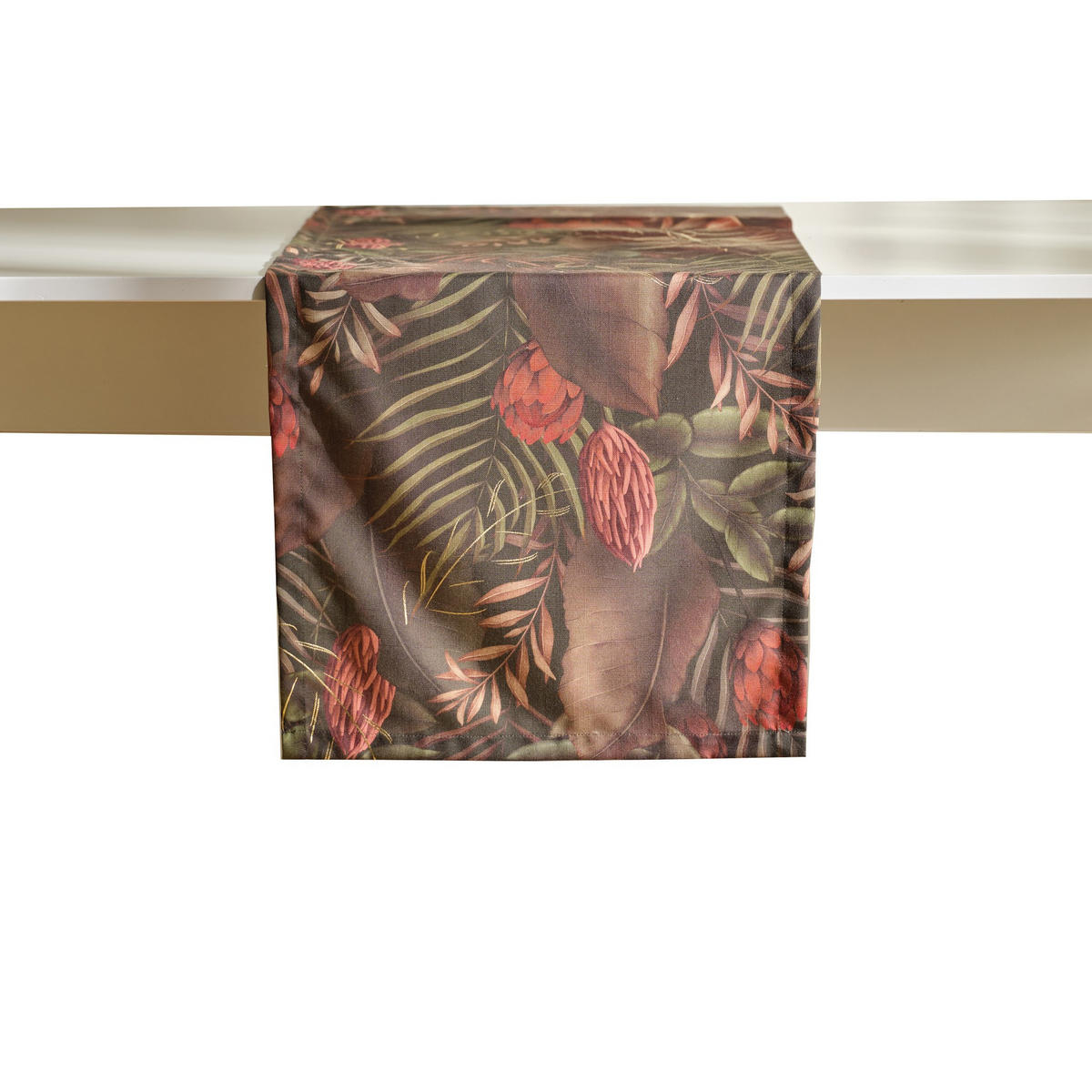 TISCHLÄUFER Tropini 40x180cm, dunkelgrün - Dunkelgrün, Textil (180/40/1cm) - home&you