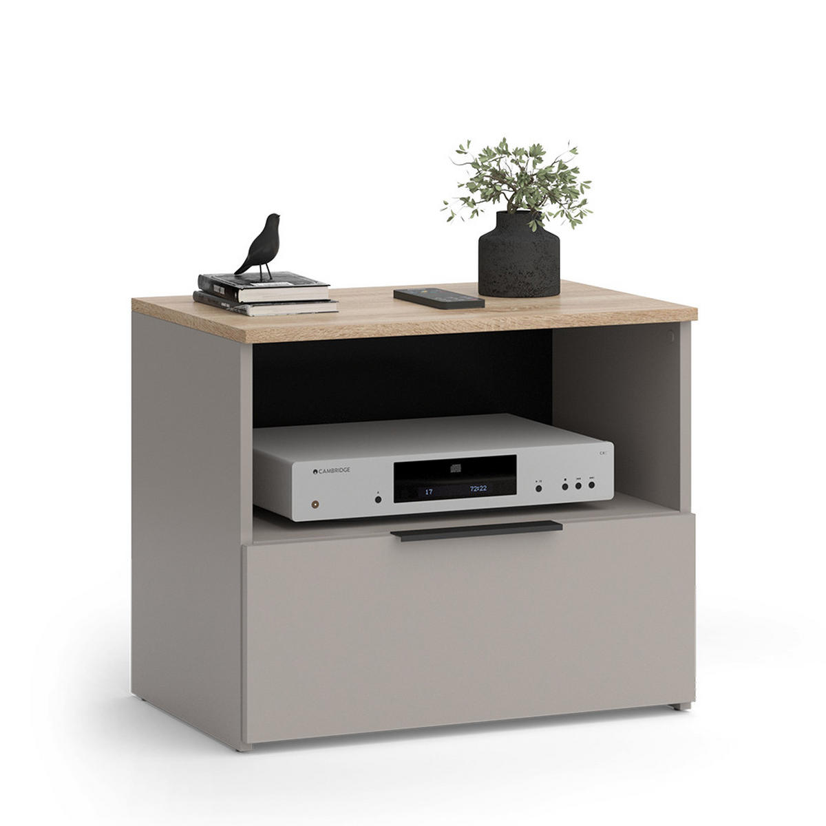 LOWBOARD Wido Greige 60 x 50 cm mit Schublade - Greige/Sonoma Eiche, Holzwerkstoff (60/50/40cm) - Vicco