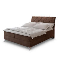 BOXBETT MACON 180x200 cm mit Matratze und Topper - Braun - Braun, Holz (180/200cm) - MASSENO