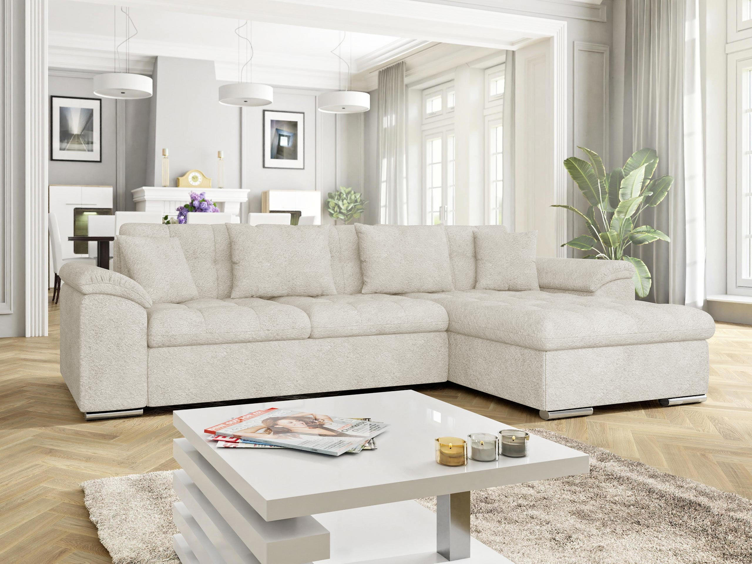 ECKSOFA Diana Cord, Seite: Rechts - Creme, Holz/Textil (280/160cm) - MIRJAN24