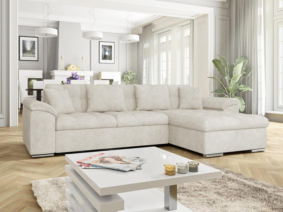 ECKSOFA Diana Cord, Seite: Rechts - Creme, Holz/Textil (280/160cm) - MIRJAN24