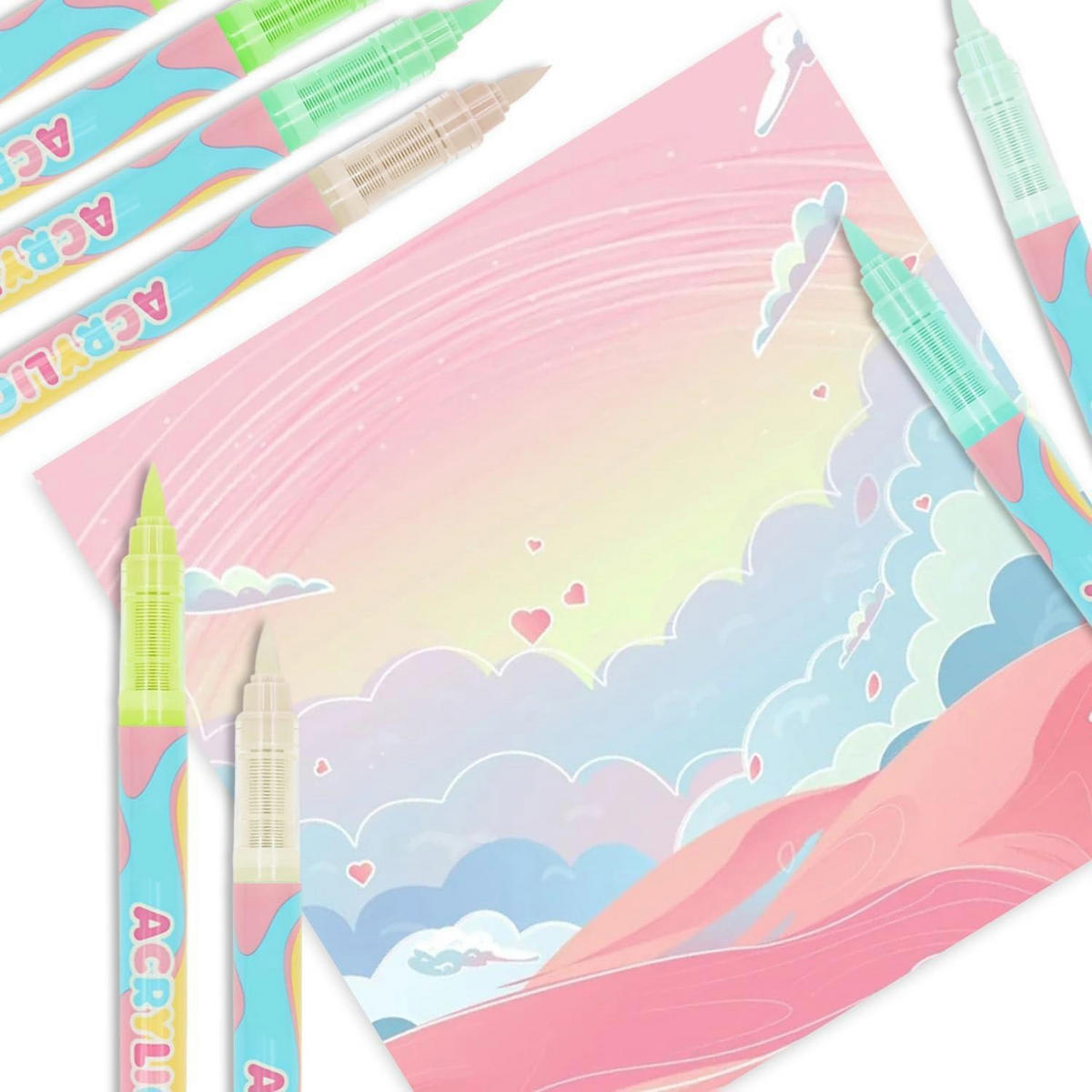 ACRYLSTIFTE 24-teiliges Set mit Pinselspitze - Multicolor, Kunststoff (1/1/14cm)