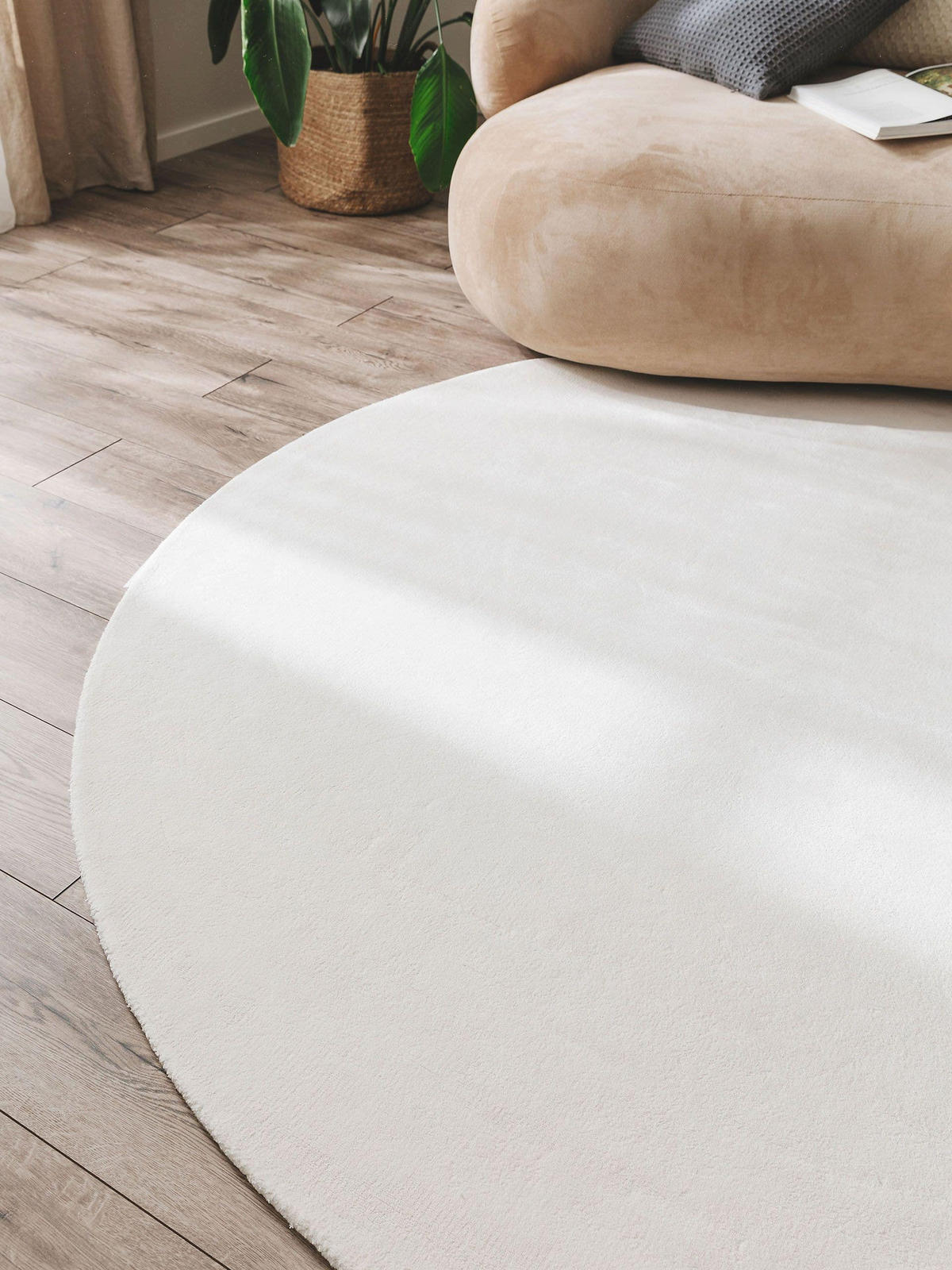 VISKOSETEPPICH rund Nela Ivory ø 120 cm rund - Creme, Textil (120/120cm) - benuta Pure