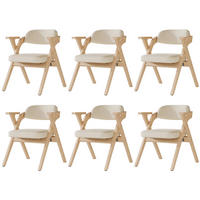 KLAPPSTUHL DE-35789 6 Stück mit Leinenbezugg Beige - Beige, Holz (66.5/76/64.5cm) - ComfortXL