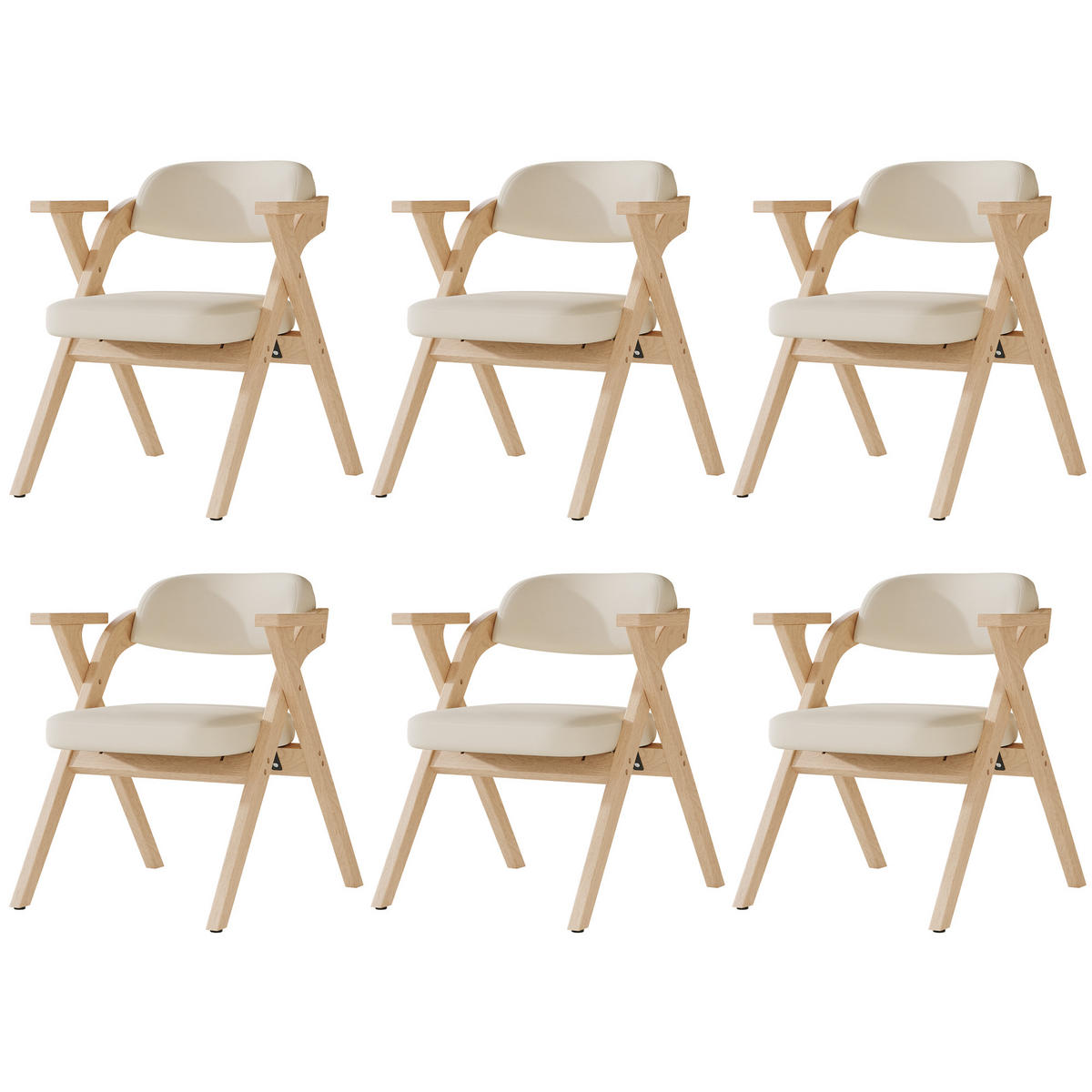 ESSTUHL 2er-Set Beige klappbar aus Massivholz mit Armlehnen - Beige, Holz (64.5/76/66.5cm) - PANGIVO