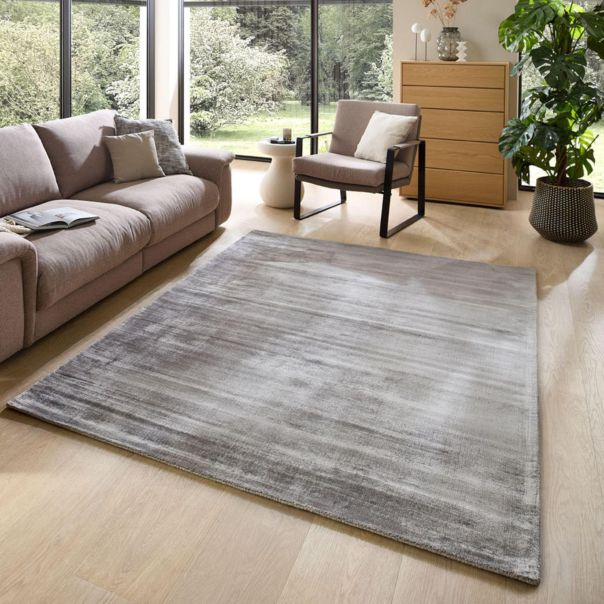 VISKOSETEPPICH Star 190x290 cm - Grau, Textil (190/290cm) - THEKO