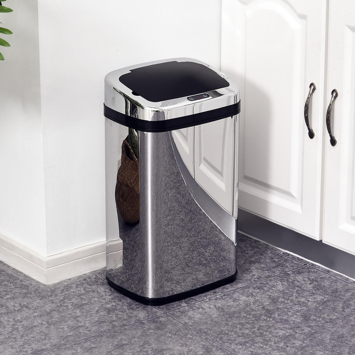 MÜLLEIMER AUTOMATISCHER 33/58/25 cm Edelstahl Silber Infrarotsensor Küche - Silberfarben, Metall (25/58/33cm) - Rolipo