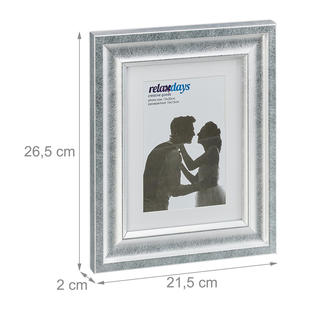 2XBILDERRAHMEN - Silberfarben, Glas/Kunststoff (21.5/26.5/2cm) - Relaxdays