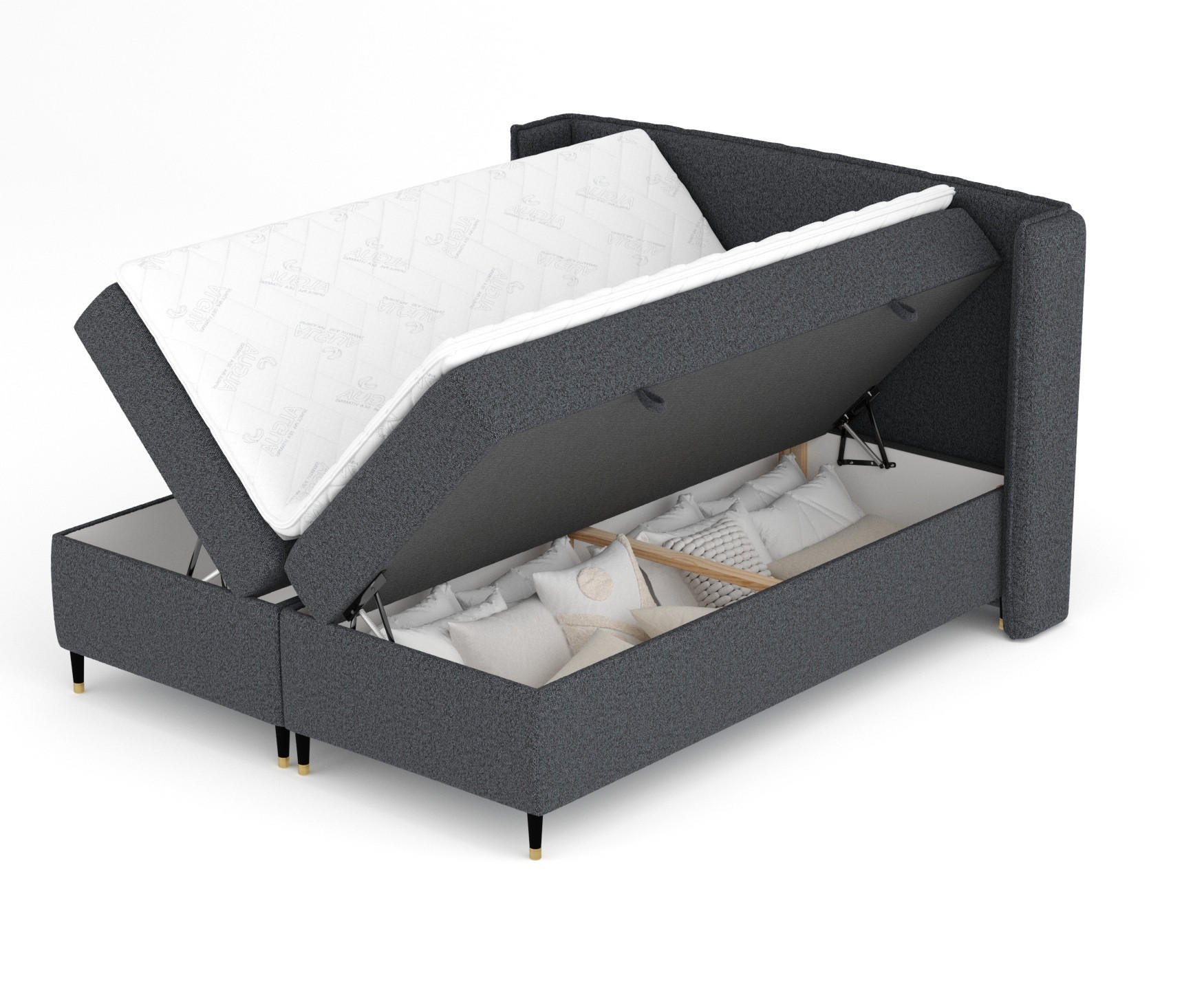 BOXSPRINGBETT Segni Schwarz 200/200 cm mit Matratze und Topper - Schwarz, Holz/Holzwerkstoff (200/200cm) - Maison de Reve