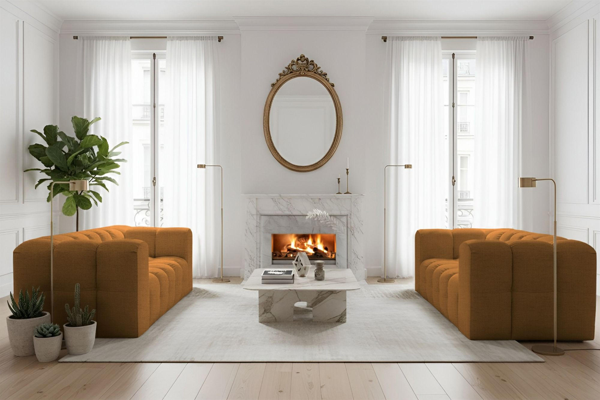 SOFASET Solvie 2-2 In Moly - Orange, Holzwerkstoff/Textil (200/75/106cm) - Fun Möbel