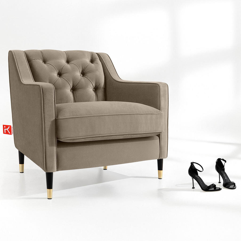Thumbnail - Konsimo® Sessel, Beige, Holz, Holzwerkstoff, 1-Sitzer, 77x78x80 cm, Wohnzimmer, Sessel, Polstersessel