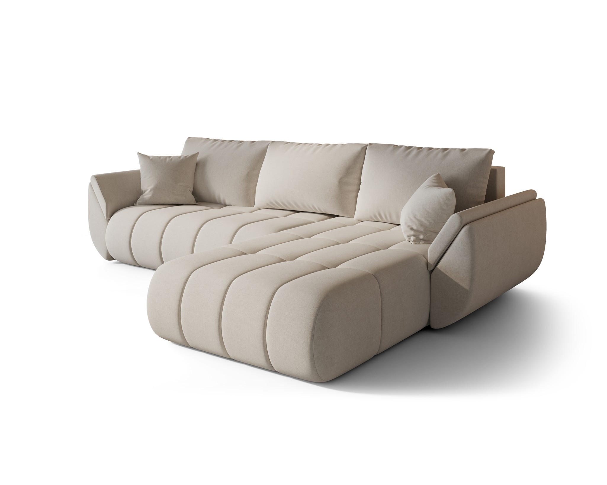 ECKSOFA Misato In Wind - Beige, Holzwerkstoff/Textil (280/175cm) - Fun Möbel