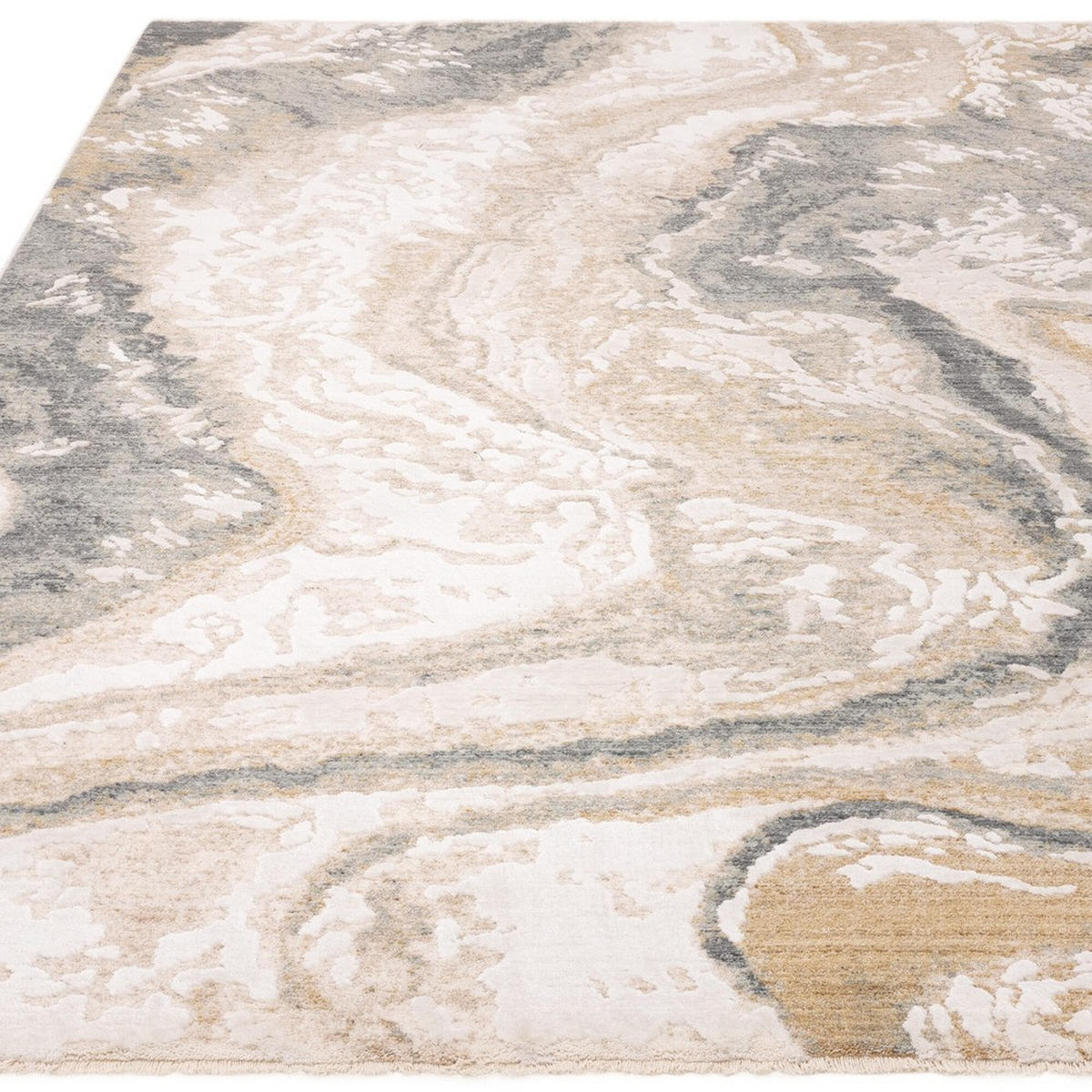 TEPPICH Velours abstrakt Marmoroptik pflegeleicht strapazierfähig Naturtöne SIENA-Elsa, Grau-Beige 200x300 cm - Grau, Textil (200/300cm) - KADIMA DESIGN