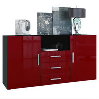 SIDEBOARD Skadu Front in Bordeaux Hochglanz - Bordeaux, Holzwerkstoff (138.5/71.5/35cm) - Vladon