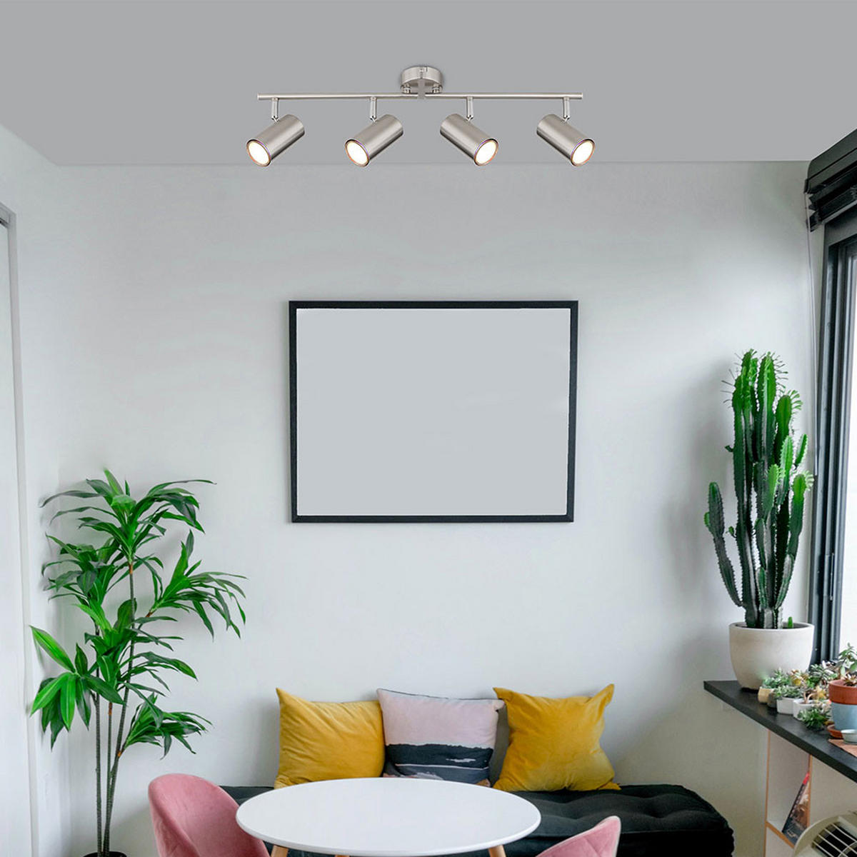 LED DECKENLEUCHTE Allvi Silber matt - Silberfarben, Metall (60/8/14.5cm) - Globo Lighting