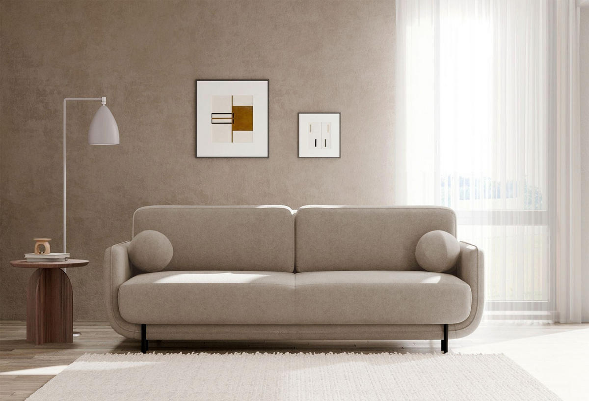 SCHLAFSOFA Ovals Beige - Beige/Schwarz, Textil/Metall (236/95/96cm) - Selsey