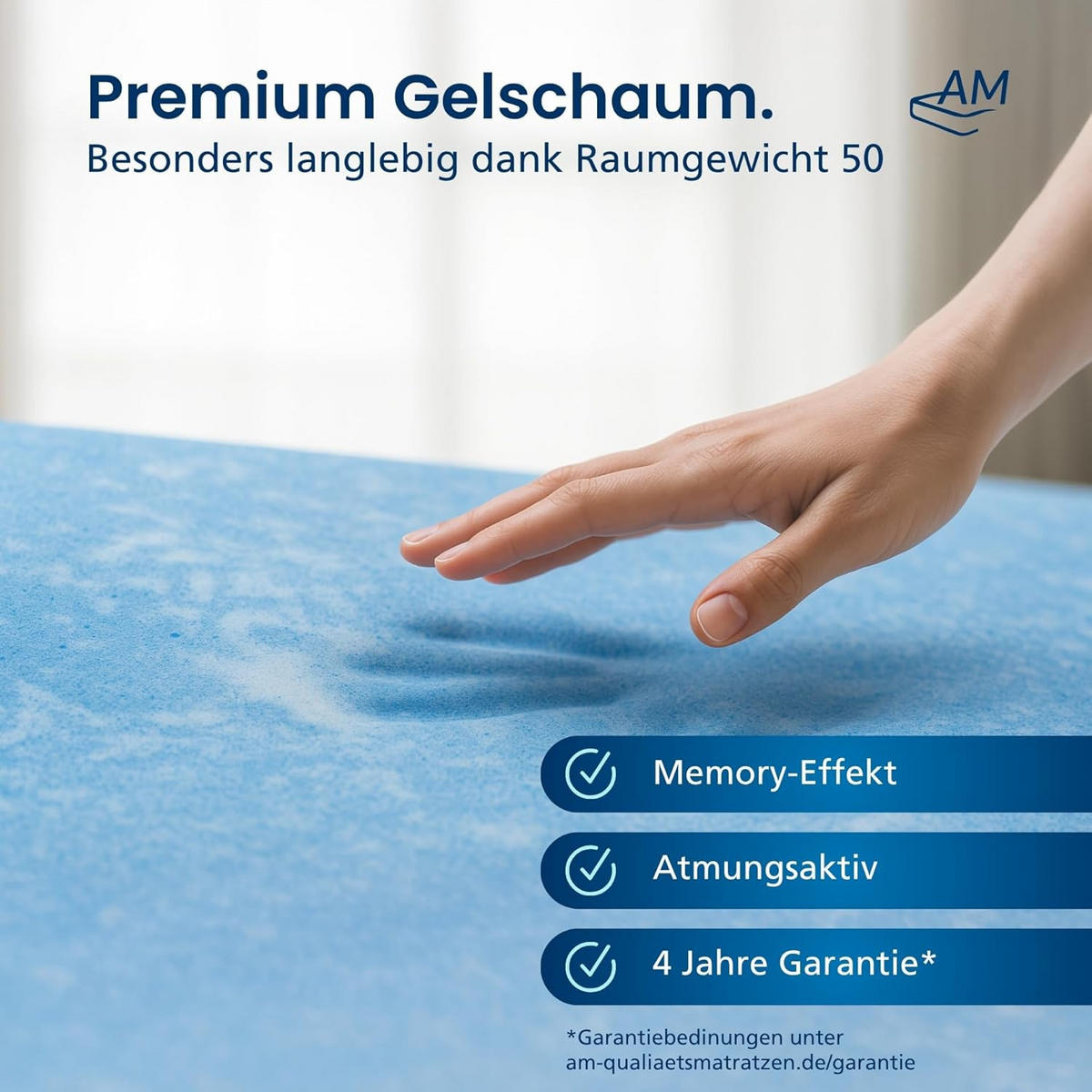 GELTOPPER ohne Bezug 140/200 cm - 4cm Höhe - Blau, Textil (140/200cm) - AM Qualitätsmatratzen