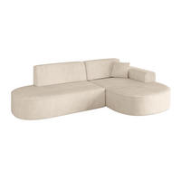 ECKSOFA Ottomane Rechts MARI-L1 - 232x163x73,5 cm Beige Cord - Beige/Schwarz, Holzwerkstoff/Kunststoff (234/163cm) - ALTDECOR