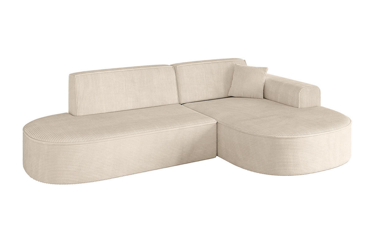 ECKSOFA Ottomane Rechts MARI-L1 - 232x163x73,5 cm Beige Cord - Beige/Schwarz, Holzwerkstoff/Kunststoff (234/163cm) - ALTDECOR