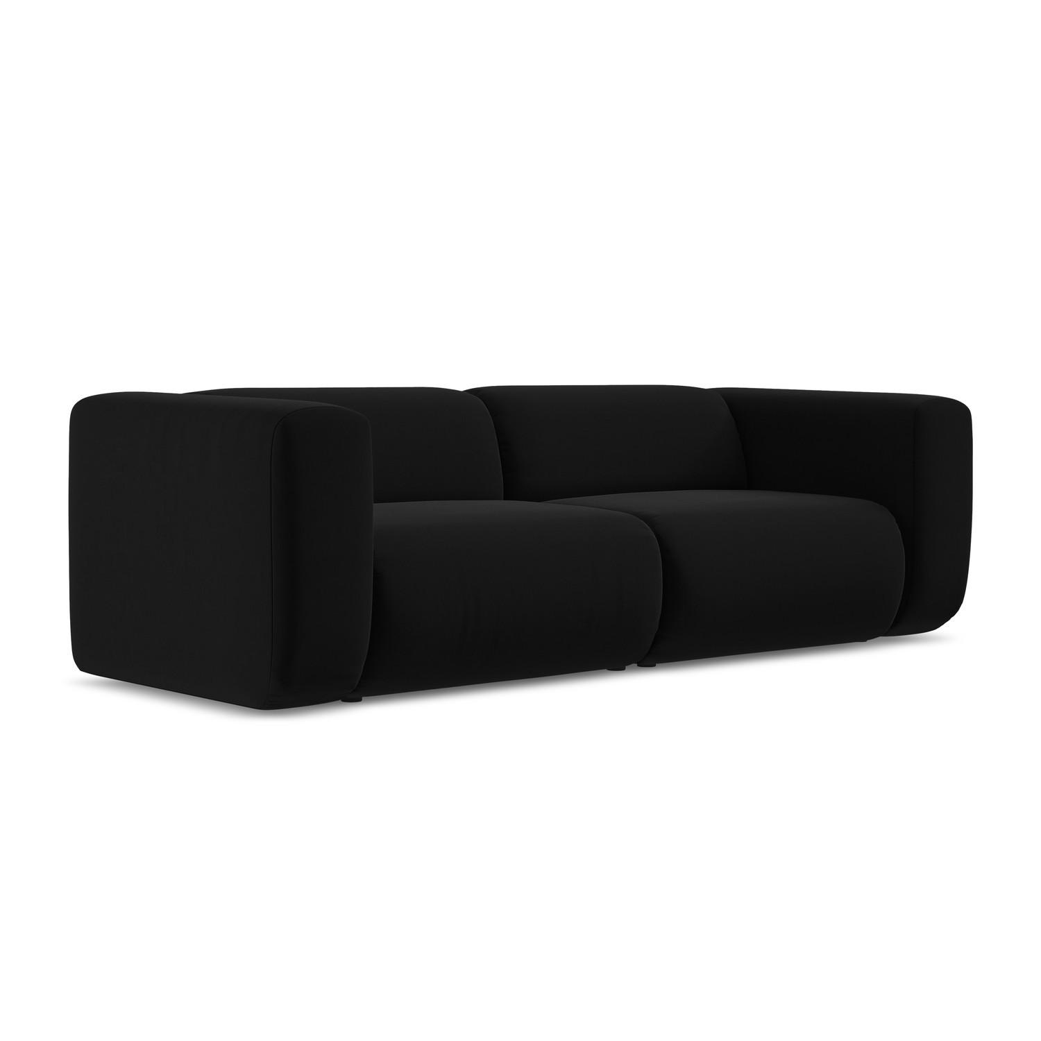 3-SITZER SOFA Samt Stoff Schwarz - Schwarz, Kunststoff/Textil (228/70/89cm) - LaMiaSofa