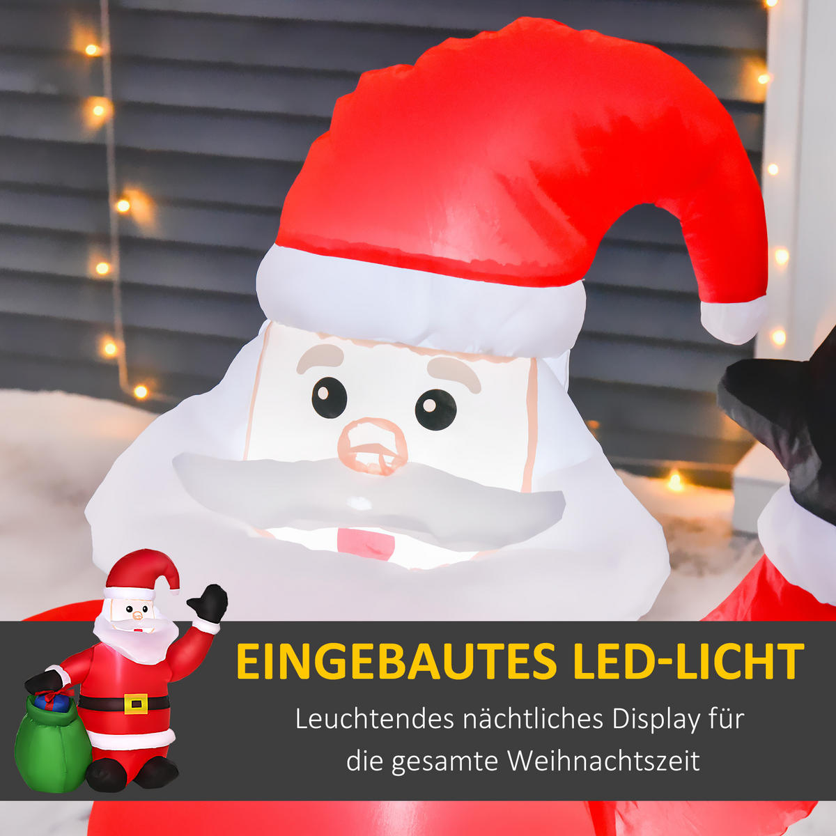 HOMCOM Aufblasbar Weihnachtsmann Schneemann Weihnachtsdeko LED Beleuchtet - Rot, Kunststoff (45/120/70cm) - HOMCOM