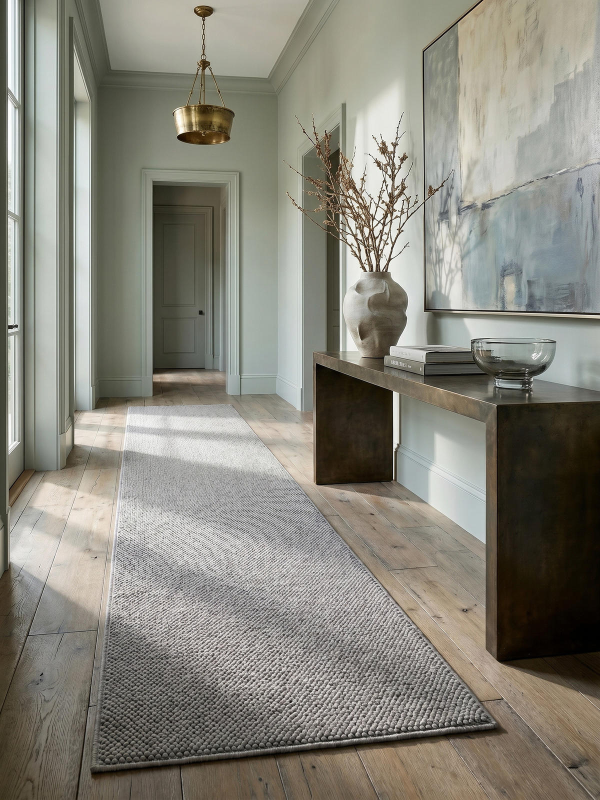 TEPPICH Flachgewebe LANGAU in Silber, meliert, 80 x 250 cm - Silberfarben, Textil (80/250cm) - KADIMA DESIGN