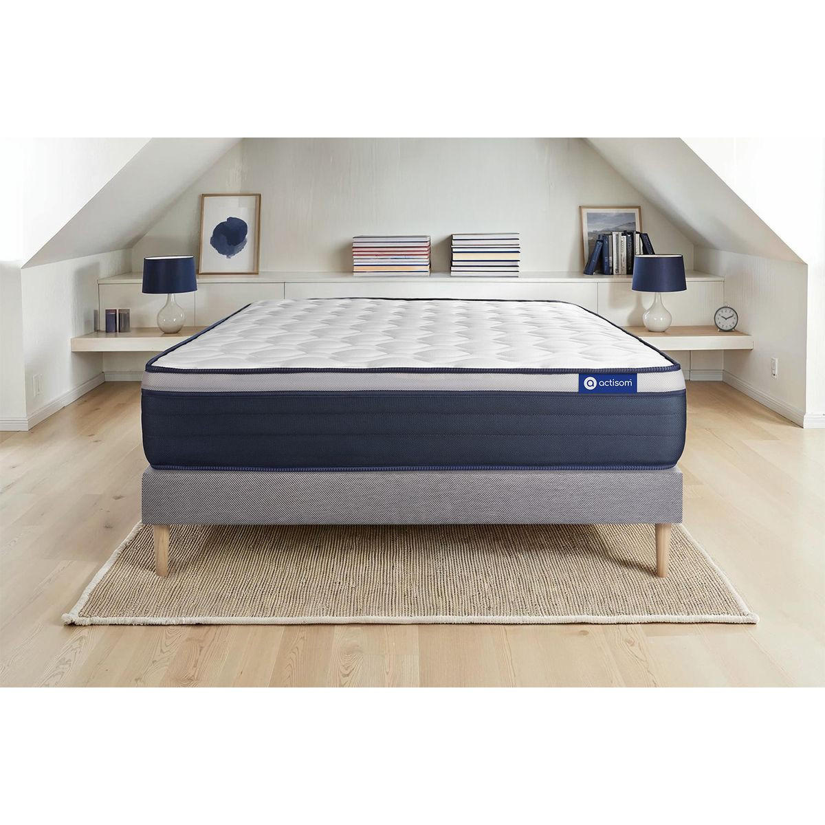 BETT Actimemo max Memory-Schaum 135 x 200 cm h3 - Kit Bettgestell Grau - Beige/Grau, Karton/Holz (135/200cm) - ACTISOM