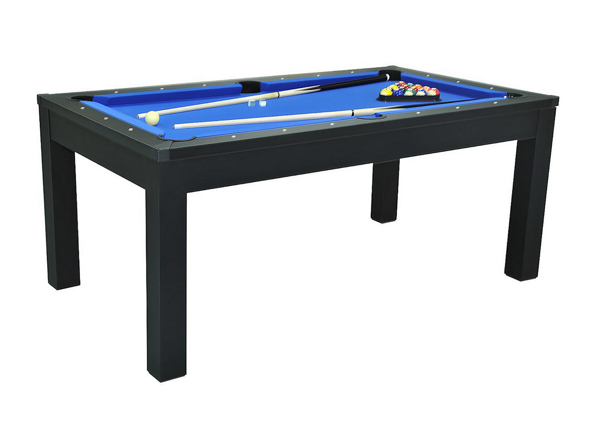 BILLARDTISCH - 6 Personen - holz - schwarz, blau Sousa - Blau/Schwarz, Holz (182/102.6cm) - Vente-Unique
