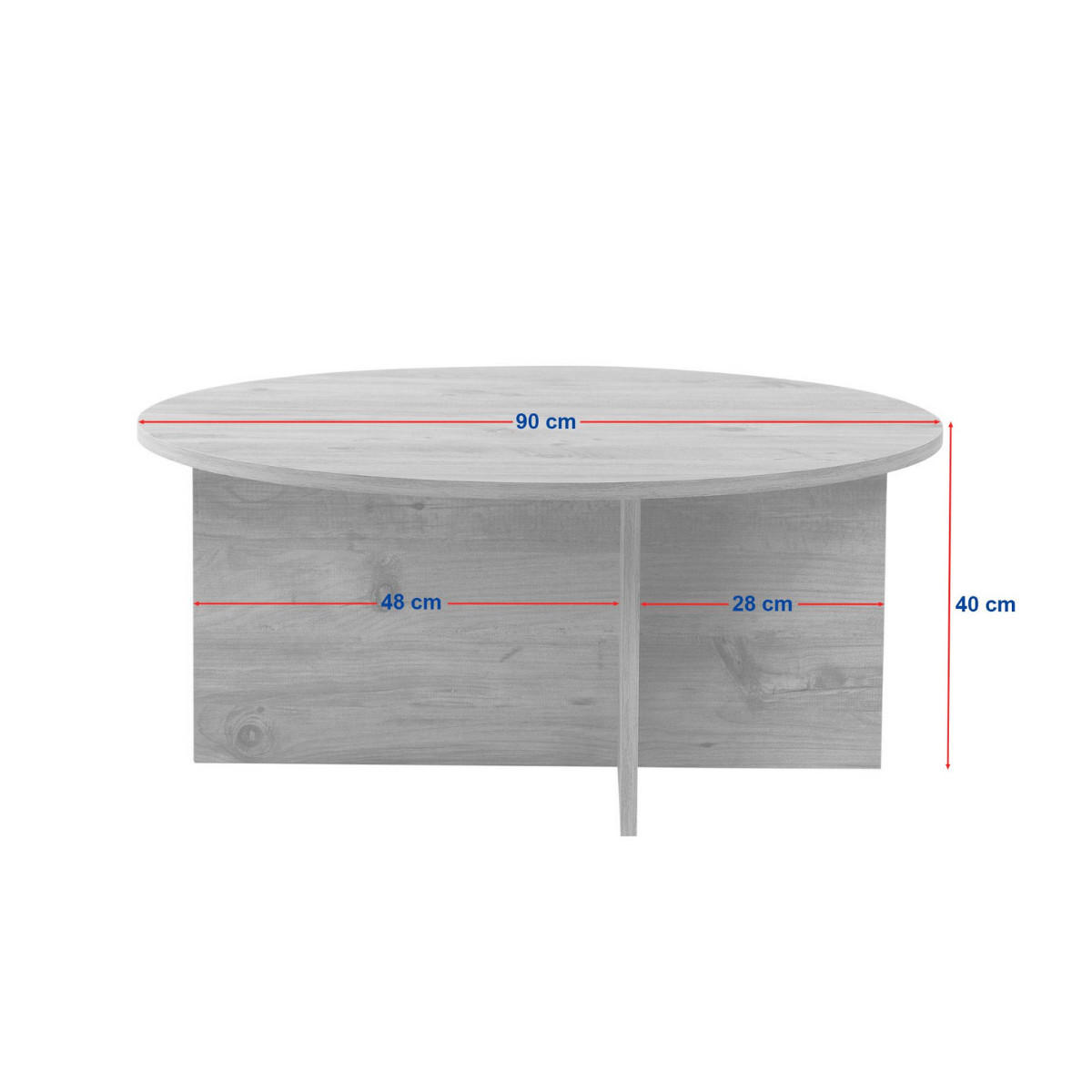 COUCHTISCH mit abgerundeter Platte - soleil 90/90/40 cm - Naturfarben, Holzwerkstoff (95/90/40cm) - Calicosy