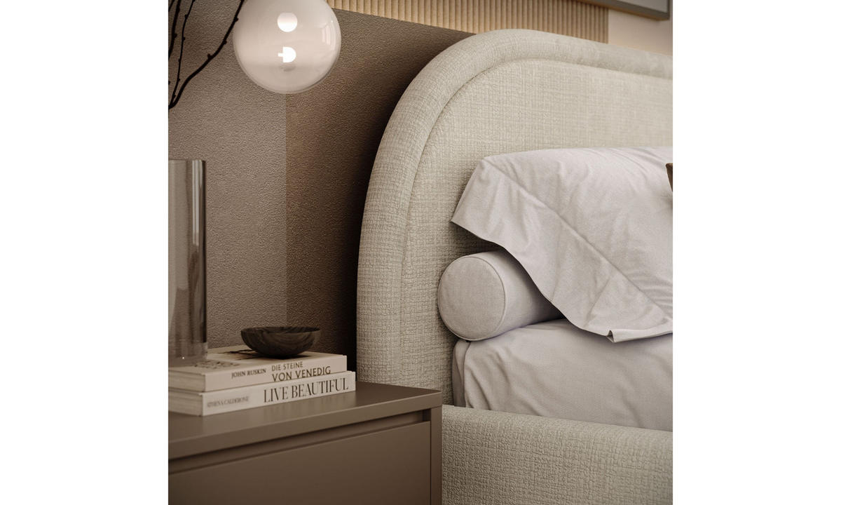 POLSTERBETT OLIVIA 140x200 cm Crem 01 34 Holzlatten - Ecru, Textil (140/200cm) - Lookway